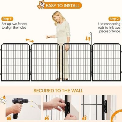Dog Playpen Indoor Outdoor, Metal Pet Exercise Fence, Multiple Configurable Shapes, Heavy Duty Pen for Dogs (Black, 63x63cm, 8) - Image 4