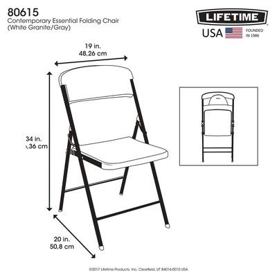 Lifetime Folding Chair, Residential, White Granite Colour, LFT-80615 - Image 4