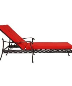 Sun lounger- Philadelphia style-190×70×54CM-Aluminum-Black frame- Red cushion