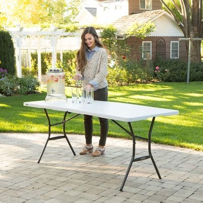 Lifetime 6 Ft Fold-In-Half Table, Rectangle, Residential, White Granite Colour, LFT-80333 - Image 4