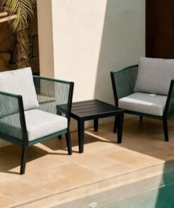 Alternative view of 3-Pcs Rope Design Metal Sofa Chairs & Table Set for Balcony , Garden , Patio