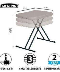 Lifetime 26-Inch Folding Table, Portable Compact, Height Adjustable, Personal Laptop Folding Table for Home Office Indoor and Outdoor, Lightweight, Powder Coated Finish, Putty/Black Sand Color - 80932 - Image 5