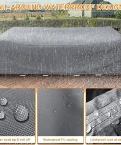 Aluwino 8-Seater Outdoor Dining Set Protection cover L330xW180xH80cm - Grey - Image 4
