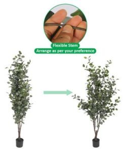 YATAI DECOR Artificial Eucalyptus Plant, 170cm Tall Realistic PVC Plastic Green Leaves Faux Plants with Pot & Flexible Stem, Everlasting, Maintenance-Free & Waterproof Fake Plants for Home Office Decor