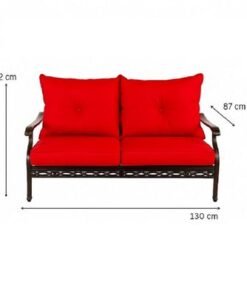Schondor-Outdoor Sofa Set -Phil-COF-SET-004-105x55x45 CM-Aluminum-Black Frame - RED - Image 4