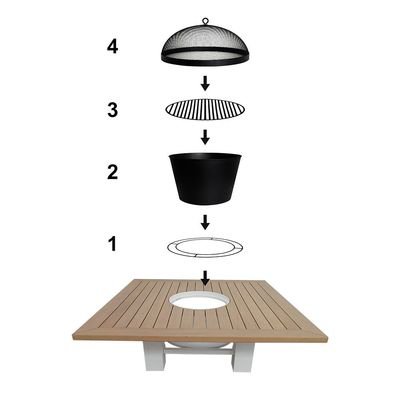 Square Fire Pit Table Color Natural Teak & White - Image 4