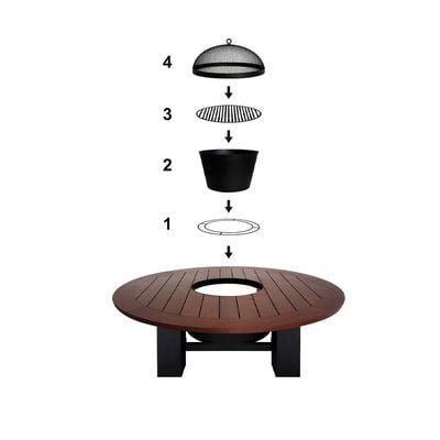 Round Fire Pit Table Color Dark Mahogany & Black - Image 5