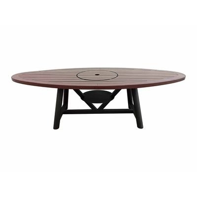 Small Oval Fire Pit Table Color Dark Mahogany & Black - Image 4