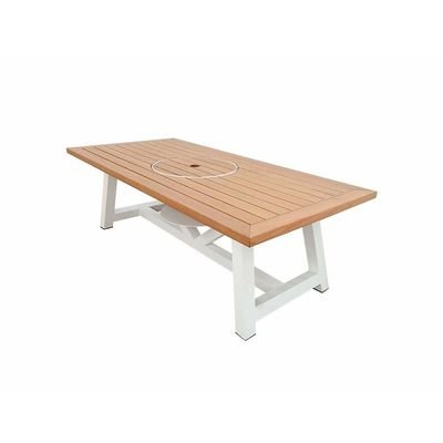 Small Rectangular Fire Pit Table Color Natural Teak & White - Image 4