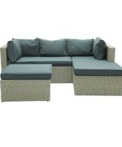 Sulsha Outdoor Lounge L shape Setting Sofa, Patio Lounge Set with Cushions Gray Poly Rattan, Patio Lounge Set with Cushions Gray Poly Rattan,Outdoor Furniture