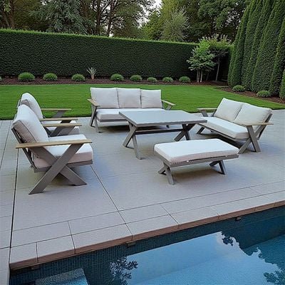 Protection Cover for Arial 9-Seater Outdoor Sofa - L210 x W255 x H80cm - Beige - Image 4