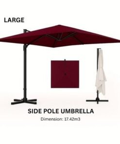 Aluminum Parasol with water base-225×41×136-Red wine -1 year Warranty - Image 4