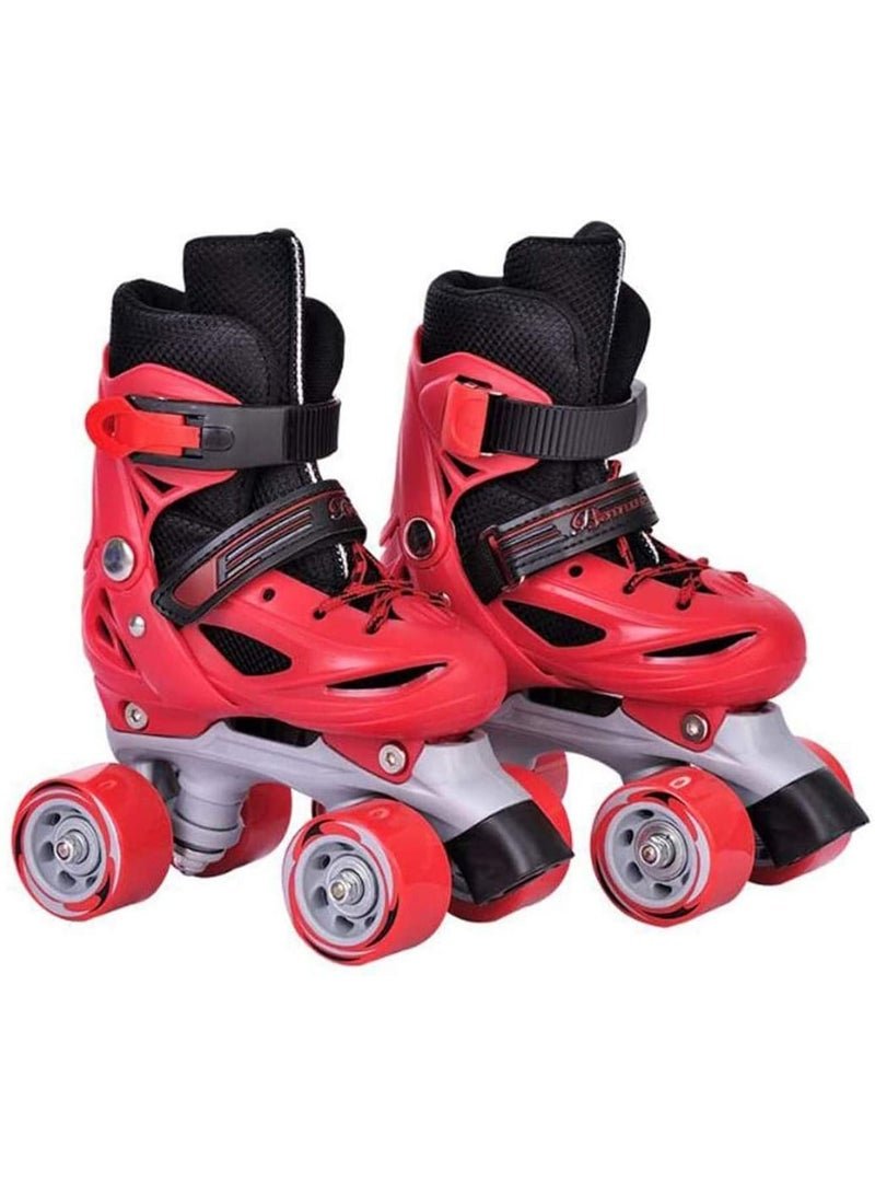 LIMOS Adjustable Roller Skate Shoes Double Row For Children(Red)