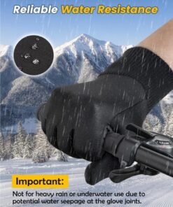 Arabest Cycling Gloves for Men Women, Waterproof Windproof Anti-Slip Touchscreen Thermal Sports Gloves for Driving Hiking Bike Cycling Running (Black) - Image 4