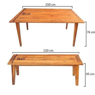 Outdoor Wooden Table & Bench Set - Image 5