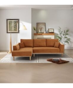DANUBE HOME Orson Fabric Left Corner Sofa | Modern Design L Shape Corner Sofas | Comfortable Living Room Furniture L163xW92xH88cm - Camel