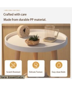 Yara Essentials Small coffee table, Couch Table, Round End Table, Sofa Side Table Slide Under for Living Room Bedside Bathroom Rustic Office Laptop Snack Coffee Table, Easy Assembly 40*40*44CM