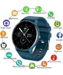 RollsTimi  Smart Watch for Women Men,Bluetooth Tactical Smartwatch for Android and iPhone,IP67 Waterproof Outdoor Fitness Tracker with Heart Rate SpO2 Sleep Monitor,Blue