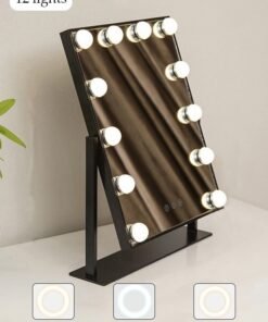 DUNISO Smart Touch Control Electric Tabletop Makeup Mirror，Hollywood makeup mirror，Vanity Mirror with 12 Dimmable Bulbs LED Lights, Three Color Lighting Modes, 360°Rotation - Image 3