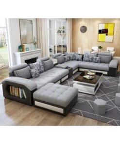 Al Zakharef Furniture Mississippi Luxury U-Shaped Modular Sofa Set (Opaque) – Velvet Fabric Sectional Couch with Solid Wood Frame, Storage Armrest & Soft Cushions – Modern Living Room Furniture