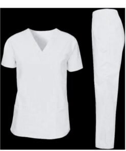 Rannah's Uniform Scrubs Medical Uniform Unisex Top and Pants White Nurse Suit Set