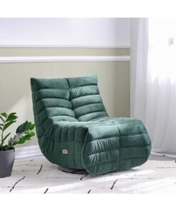 DANUBE HOME V2 Britan 1 Seater Fabric Recliner Chair – Comfortable Modern Single Sofa Recliner for Living Room, Bedroom, Lounge – Stylish Relaxing Armchair Furniture - Velvet Green