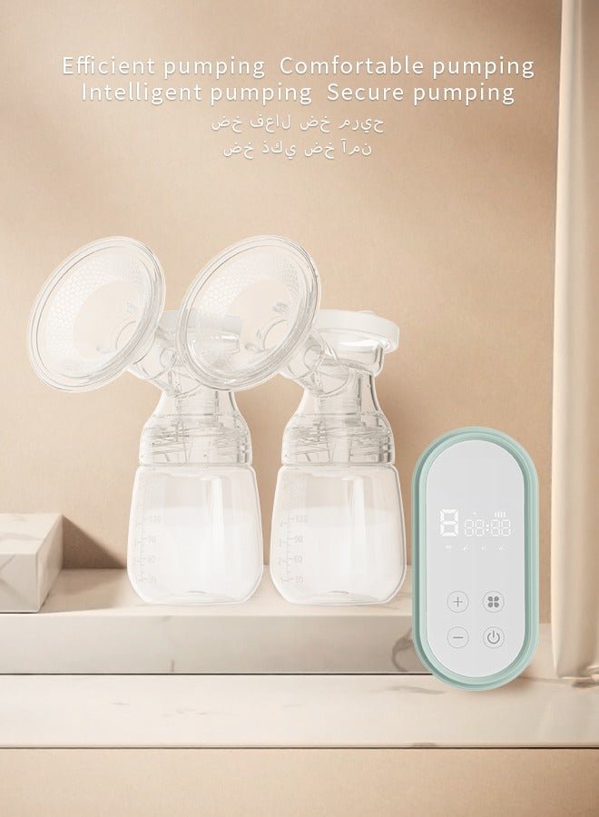 ALLTOMOM Rechargeable Electric Double Breast Pump with 4 Modes 9 Levels Quiet BPA Free 180ml * 2 Bottles and Smart LED Display