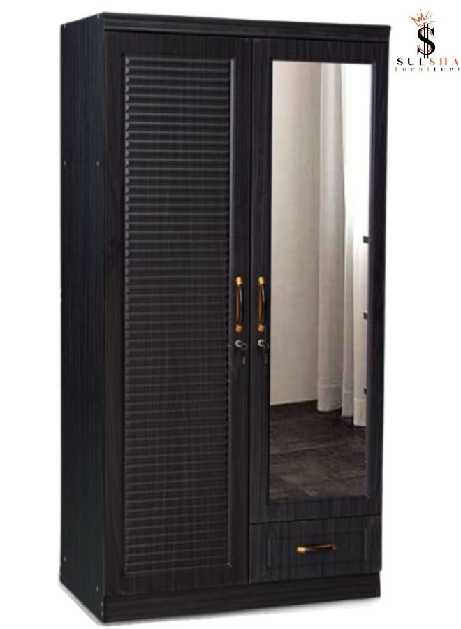SULSHA 2 Door Wooden Wardrobe Cabinet Cupboard Engineered Wood Perfect Modern Stylish Heavy Duty With Mirror