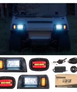 10L0L Golf Cart Light Kit for Club Car DS Carts(12V-48V) - Super Bright Headlight and Tail Light Kit with Turn Signals, Brake Lights, Hazard Light Switch, Horn, and Safe Daytime Running Lights