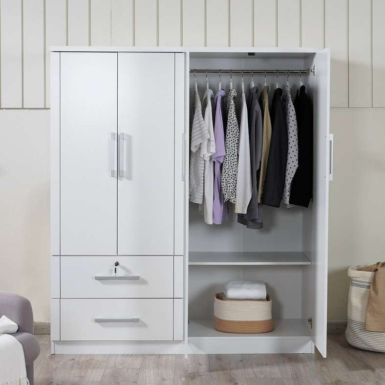 Pan Home ARLIN 4 DOOR WARDROBE WITH 2 DRAWER - WHITE