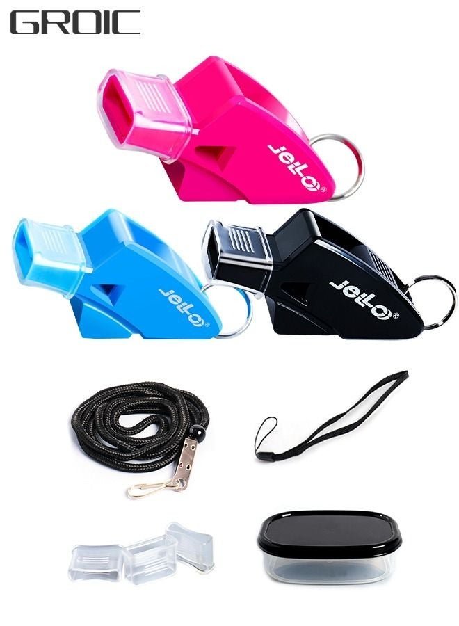 GROIC 3 Pieces Sports Whistle, Whistle with Wrist rope,Lanyard,3 Mouth Grip and Storage Box, Super Loud Sports Whistles, Perfect for Coaches, Referees, Emergency, Lifeguard, Survival, Outdoor