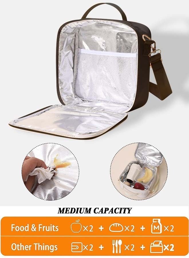 Lunch Box Quilts Lunch Box Large Insulated Lunch Bag, Kids Lunch Bag Personalized College Style Lunch Box For Boys Girls Adults With Adjustable Shoulder Lunch Bag For School Travel Picnic (Black) - Image 3
