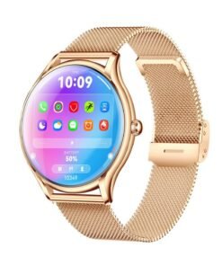 Smart Watch, Fitness Tracker, 100+ Sports Modes, Heart Rate and Sleep Monitoring, Multi-Function Sports Bluetooth Call Smart Watch Compatible with iOS and Android (Gold and steel belt)