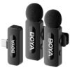 BOYA BY-V20 wireless microphone Noise Cancellation Lavalier Microphone Mini Mic 100M Transmission microphone for Vlogging TikTok YouTube Content Creators Live Streaming Interview Recording iPhone Android Smartphones Action DSLR Camera Laptop PC