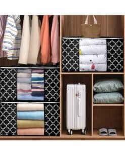 Bukela 3 Pieces Foldable Closet Storage Organizer Washable Closet Storage Box with Carrying Handles Cube Storage Bin for Clothes Wardrobe Home Bedroom Office