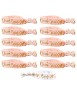 Hen Party Wristbands Set,1 White Bride Wristband + 10pcs Pink Team Bride Wristband
