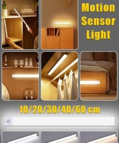 MITOYO Motion Sensor Light - Aluminum Alloy LED Light - Cordless Under Cabinet Light - White, Warm, Natural Light - Human Body Sensor - Magnetic Installation - Rechargeable Night Light for Kitchen, Staircase, Bedroom, Drawer
