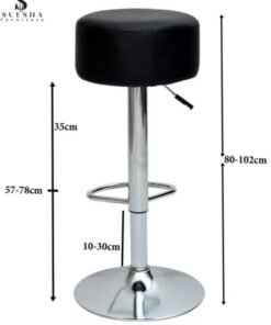 SULSHA Piece Modern Height Adjustable Chair , Bar Chair , Bar Stool Set Leather Padded Stool Black/Silver1