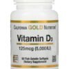 California Gold Nutrition Vitamin D3 125 Mcg Dietary Supplement - 90 Softgels (5,000 Iu)