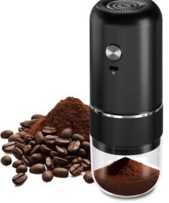HOMESTAR Portable Coffee Grinder, Rechargeable Electric Coffee Bean Grinder with Adjustable Coarseness, Cordless Small Espresso Coffee Mill for Home Use, Travel, Camping, Office (Black)
