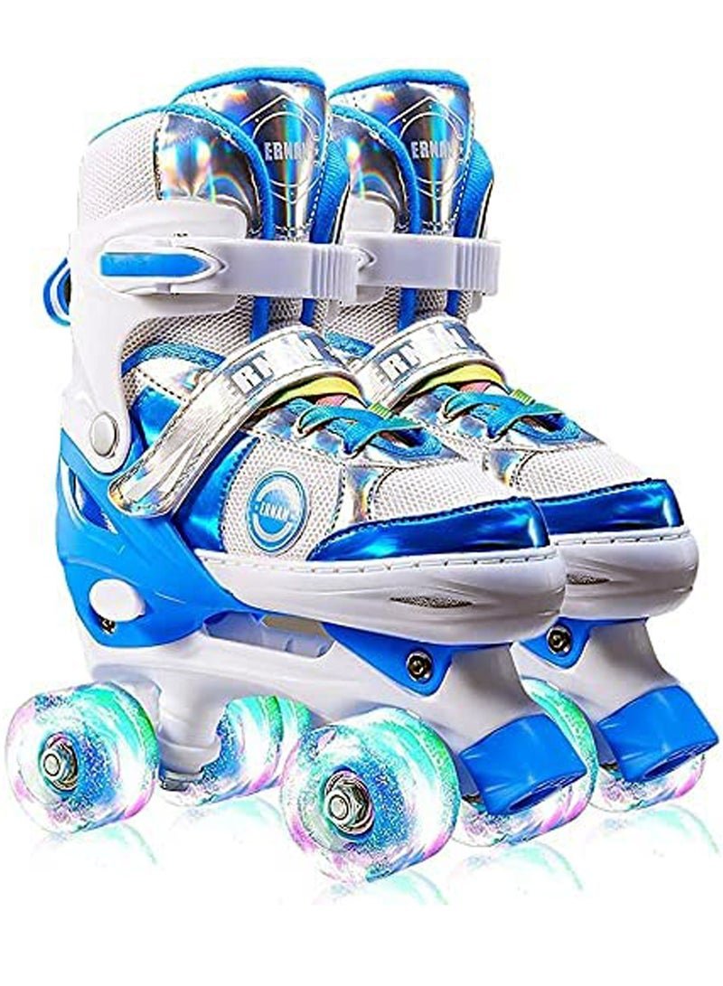 LIMOS Roller Skates for Kids with All Wheels Light up Adjustable Skates Blue M(35-38)