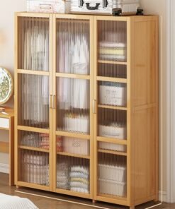 ZCM-HAPPY Bedroom Coat Rack Home Wardrobe Light Luxury Side Cloth Hanging Light Brown With Multiple Shelves 160*44*120cm