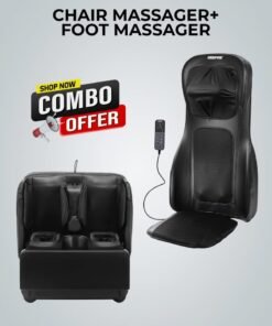 GEEPAS Full-Body Massage Chair Pad GM86104 with Shiatsu, Tapping, Spot Kneading, Seat Vibration & Remote + Geepas Foot & Leg Massager – Relaxation & Pain Relief Combo
