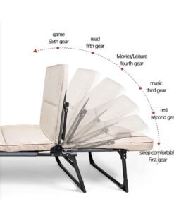 Alternative view of XiuWoo Portable Folding Camping Bed for Adults w/Mattress Adjustable 6-Position Cots for Sleeping Heavy Duty Single Guest Bed Outdoor Patio Chaise Lounge Chair, Dark Gray