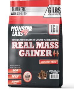Monster Labs Real Mass Gainer 6 LBS, 16 Servings - High-Calorie Protein Supplement for Muscle Growth (Chocolate)