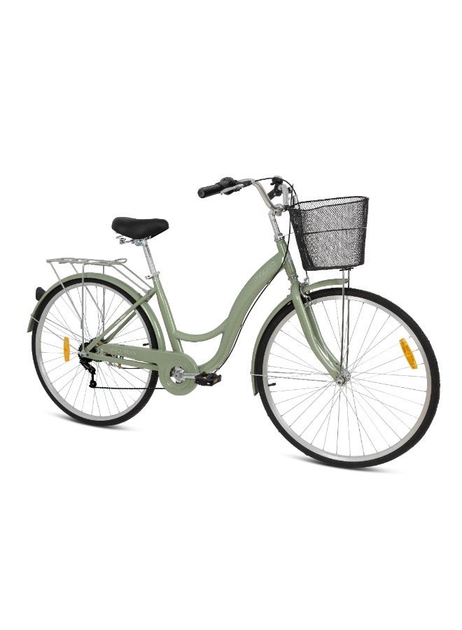 MOGOO Brooklyn 24-Inch Cruiser Bike | 24-Inch Wheel Size | 6 Speed | Adjustable Seat | For Women | Light Green Color