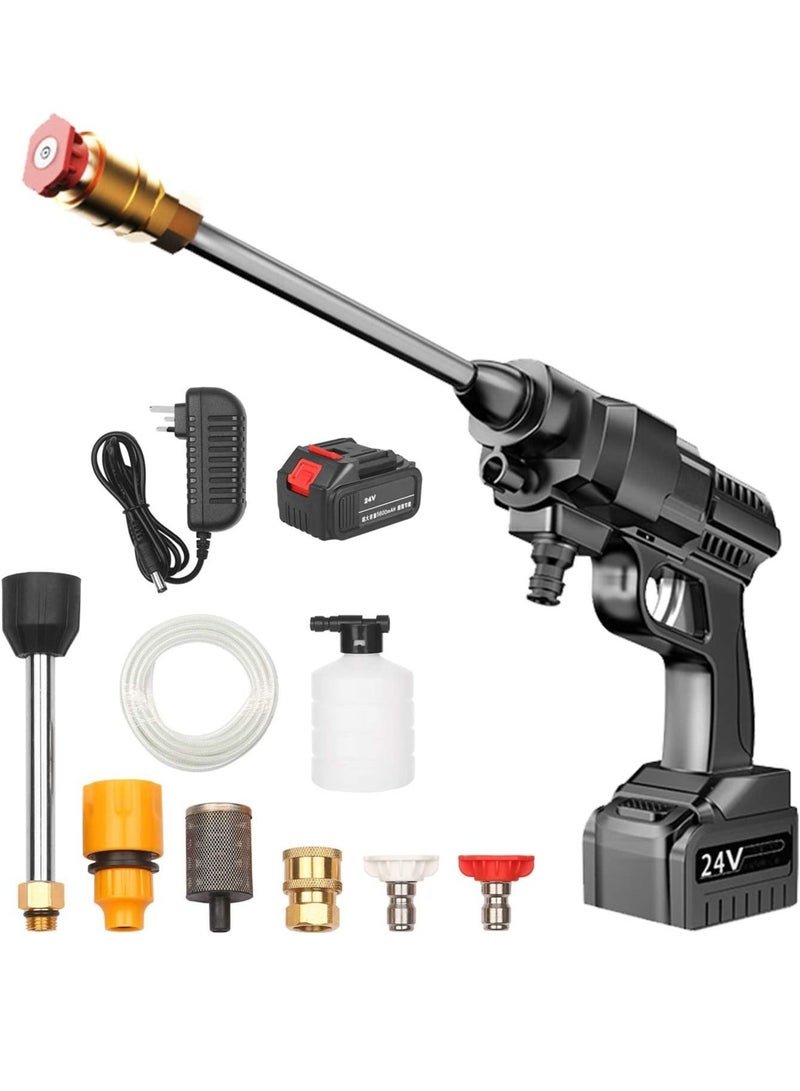 TIGER 24V Cordless Portable Pressure Washer – 200W Handheld Electric High Pressure Cleaner with 30Bar Power, Lithium Rechargeable Battery, Foam Spray Nozzle, for Car, Bike, Garden, Outdoor, and Home Use