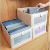 2 Pack Linen Storage Bins, Foldable Storage Containers for Organizing Clothing, Jeans, Toys, Books, Shelves,  Wardrobe - Closet Organizers and Storage, Large Storage Boxes Baskets with Window
