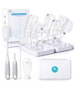 Termichy Travel Bottle Cleaning Kit: Portable Drying Rack & Brush Set for Working Moms - Compact Baby Essentials for Hotel & Camping