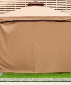 New Sandra Aluminum Gazebo with Curtains and Mosquito Nets-Beige-3x3 M